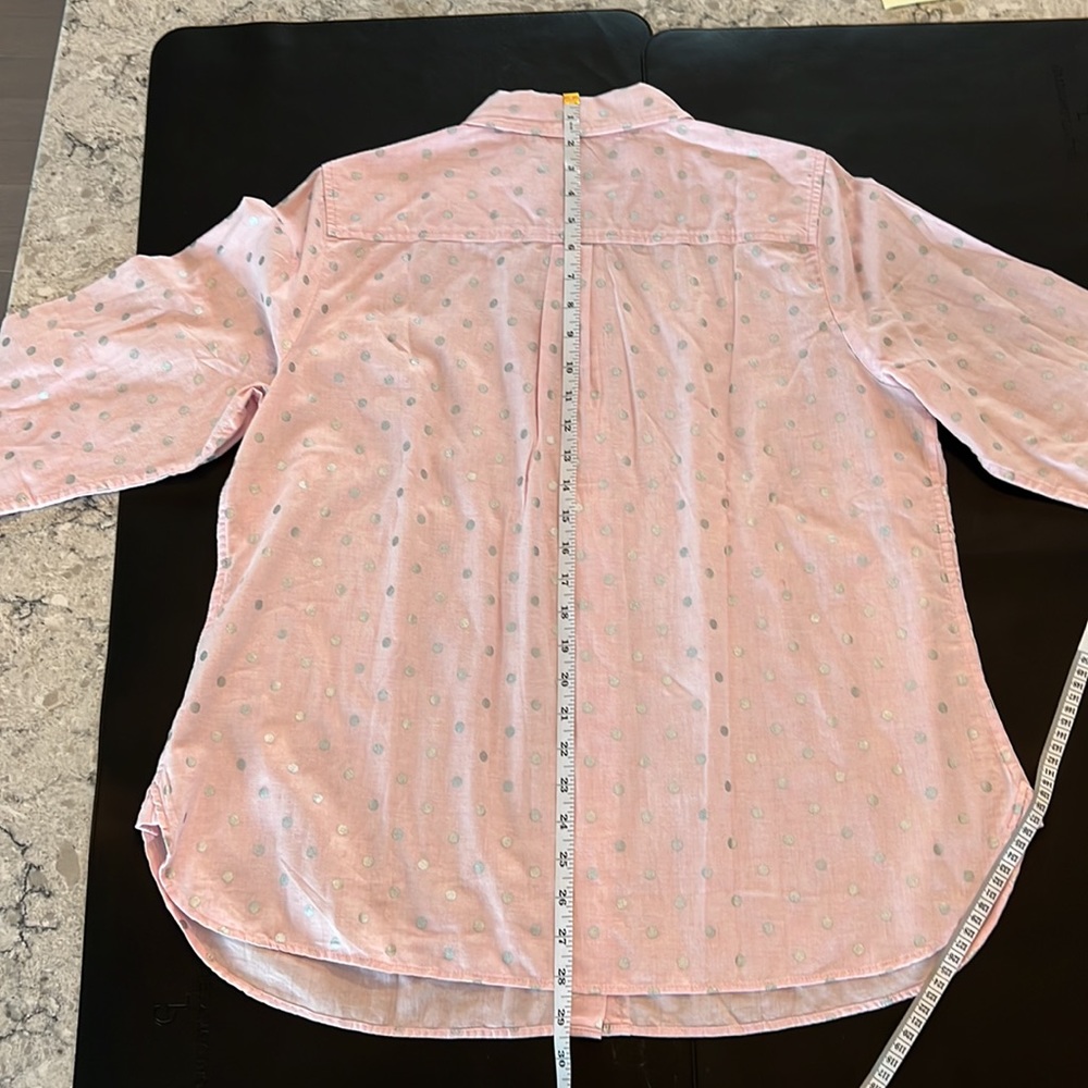 🎉Host Pick🎉Talbots Plus Petite Women’s Pink & Silver Polka Dot Shirt Size 1XP - Picture 5 of 12